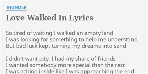 WALKED IN Lyrics 